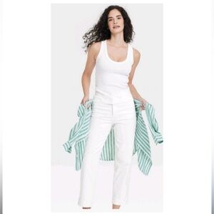 Women's Universal Thread by Target White Ribbed Tank1 Medium 8-10
